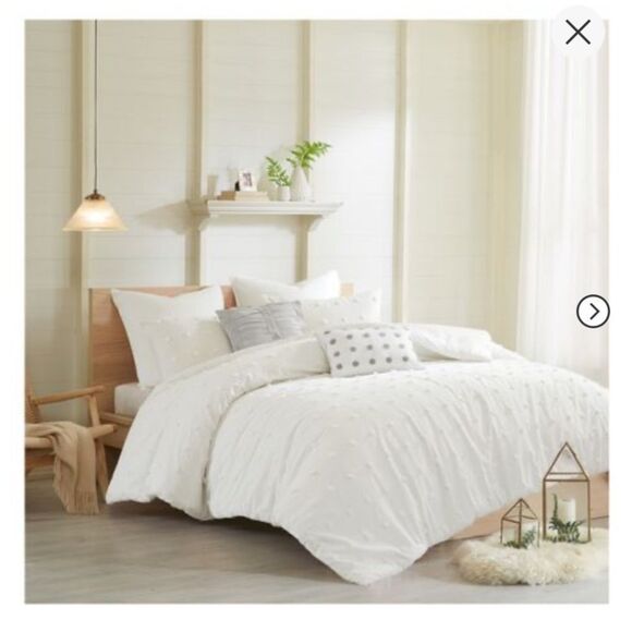 Urban Habitat Duvet Set 100% Cotton Jacquard, Tufts Accent, Shabby Chic - Picture 1 of 8